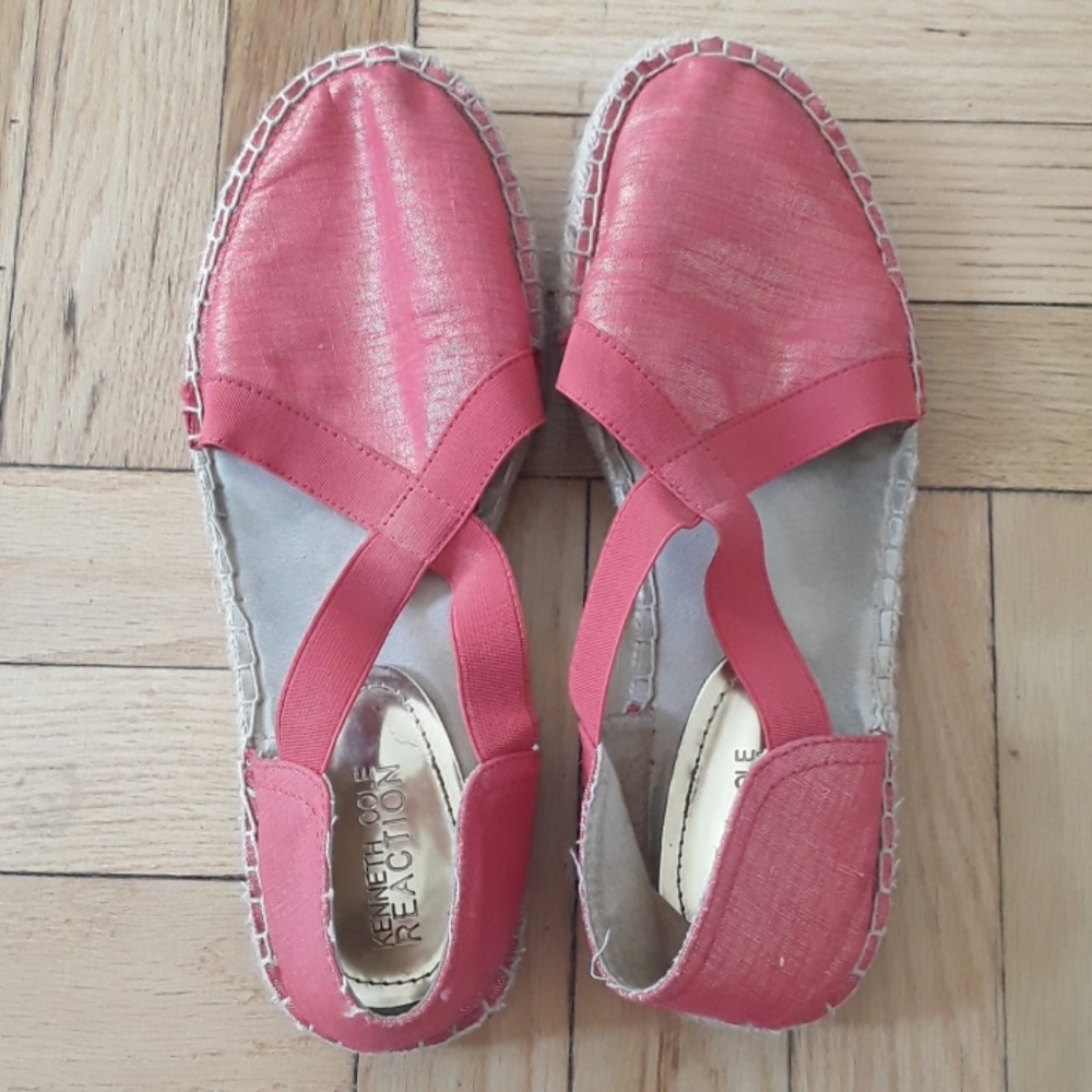 Bright orange espadrilles. Elastic band.